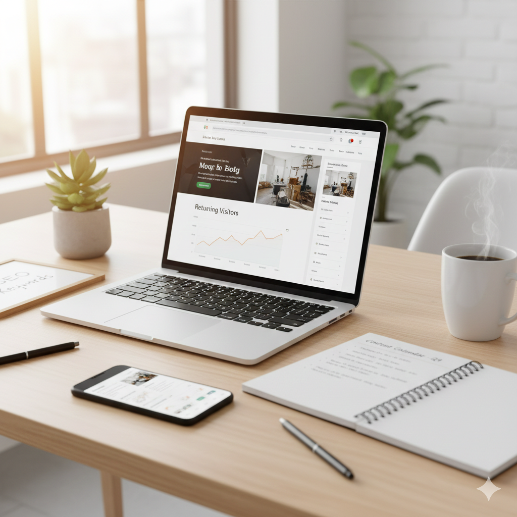 Returning visitors increasing on a blog due to high quality content and improved user engagement.