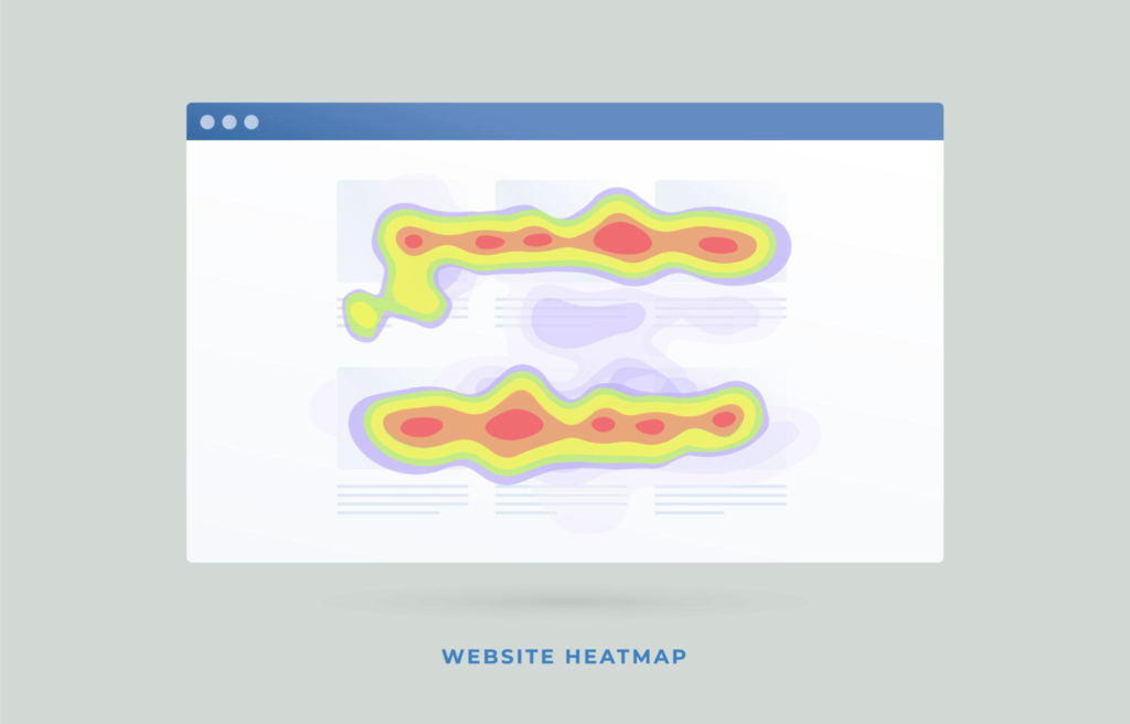Heat map or website heatmap tool - data technique to visualize the most frequently viewed areas of the web site. Visitor behavior insights concept. Digital Marketing SEO strategy flat vector icon